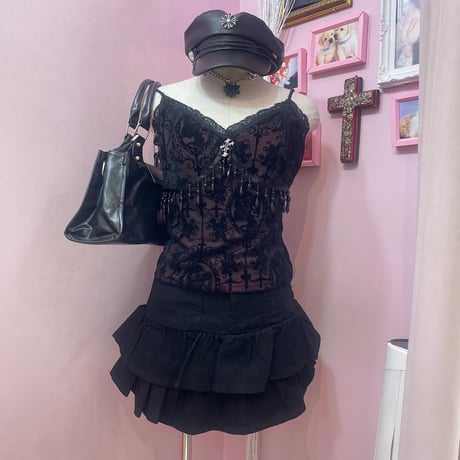クロスチャームゴシックフロッキービスチェ