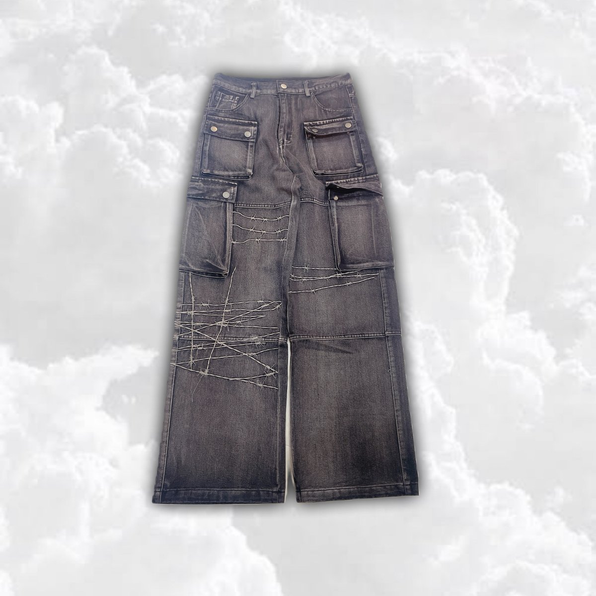 有刺鉄線デニムカーゴパンツ | Romantic Standard