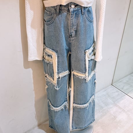 ダメージワークデニムパンツ