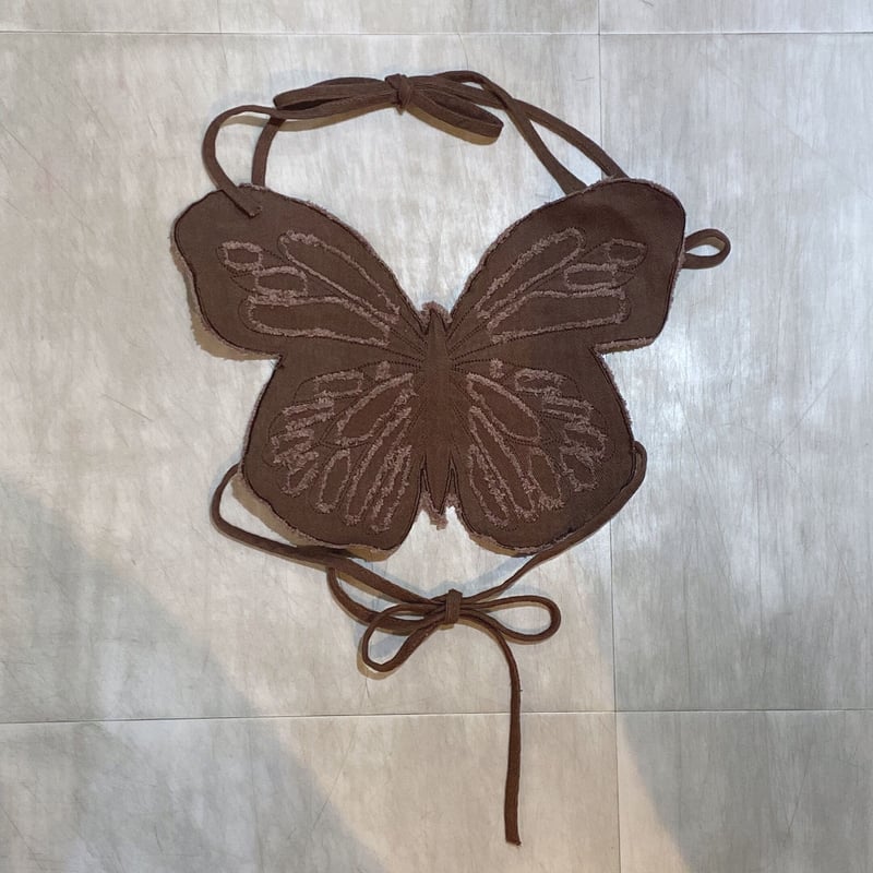 古着 ビンテージ 80s ハンドメイド 蝶々 デニム エプロン ビスチェ 希少 VINTAGE - 古着 ビンテージ 80s ハンドメイド 蝶々 デニム エプロン