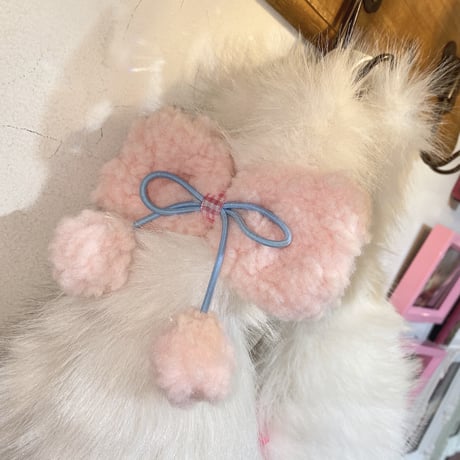 もこもこリボンヘアクリップ