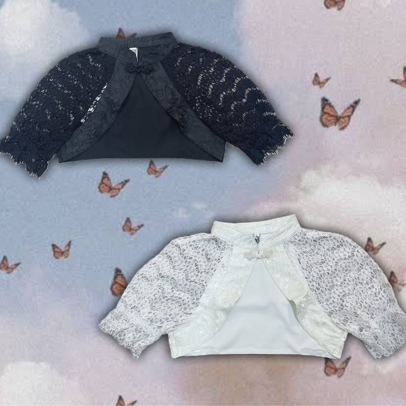 robe de chamble レース切替 チャイナボタン ジャケット 1996 レース切替チャイナボレロ | Romantic Standard ロマンティック