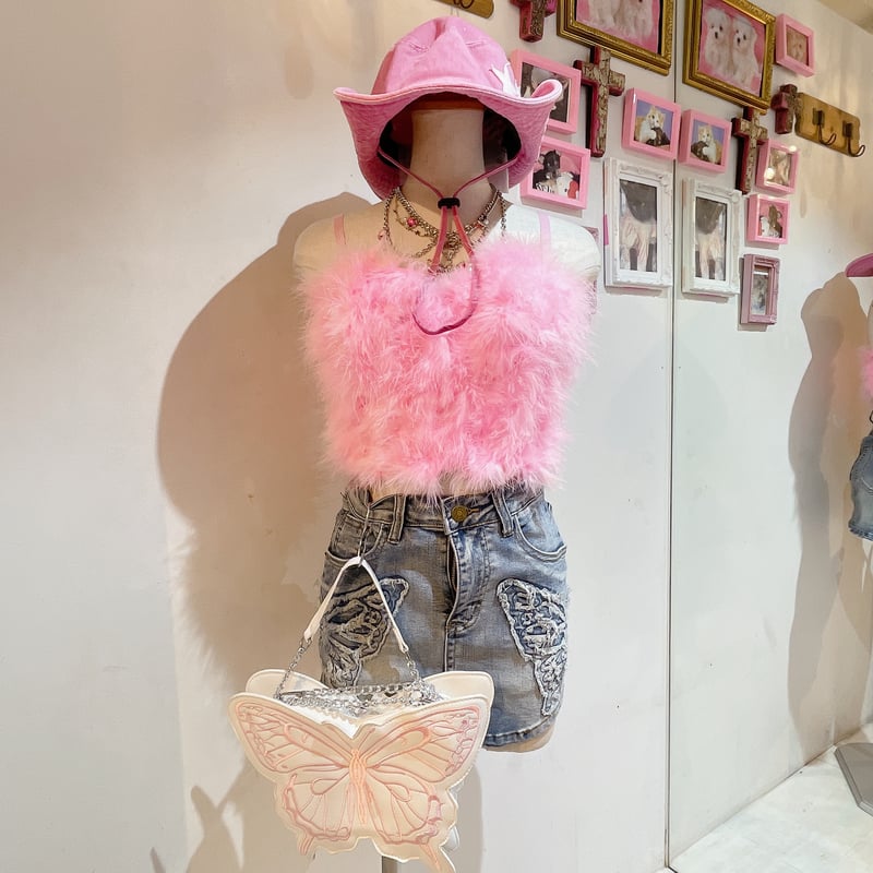 Jean Paul Gaultier　ピンクレザー ビスチェ チャーム付き Jean Paul Gaultier ピンクレザー ビスチェ チャーム付き