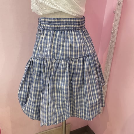ブルーチェックバルーンスカート