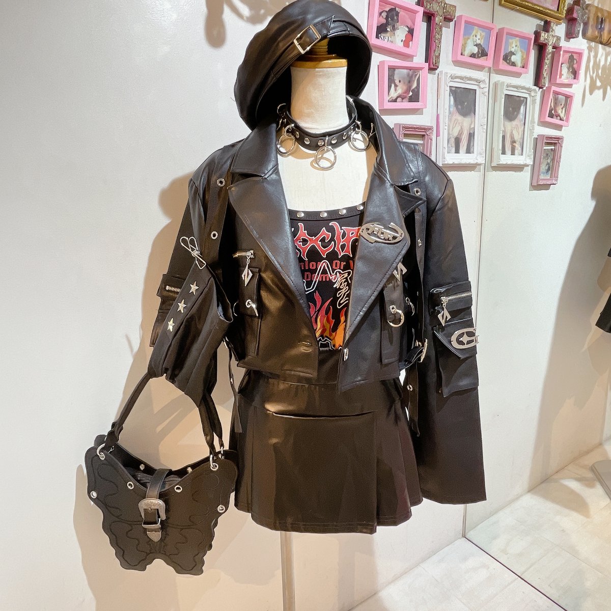 リングメタルレザークロップドジャケット | Romantic Standard