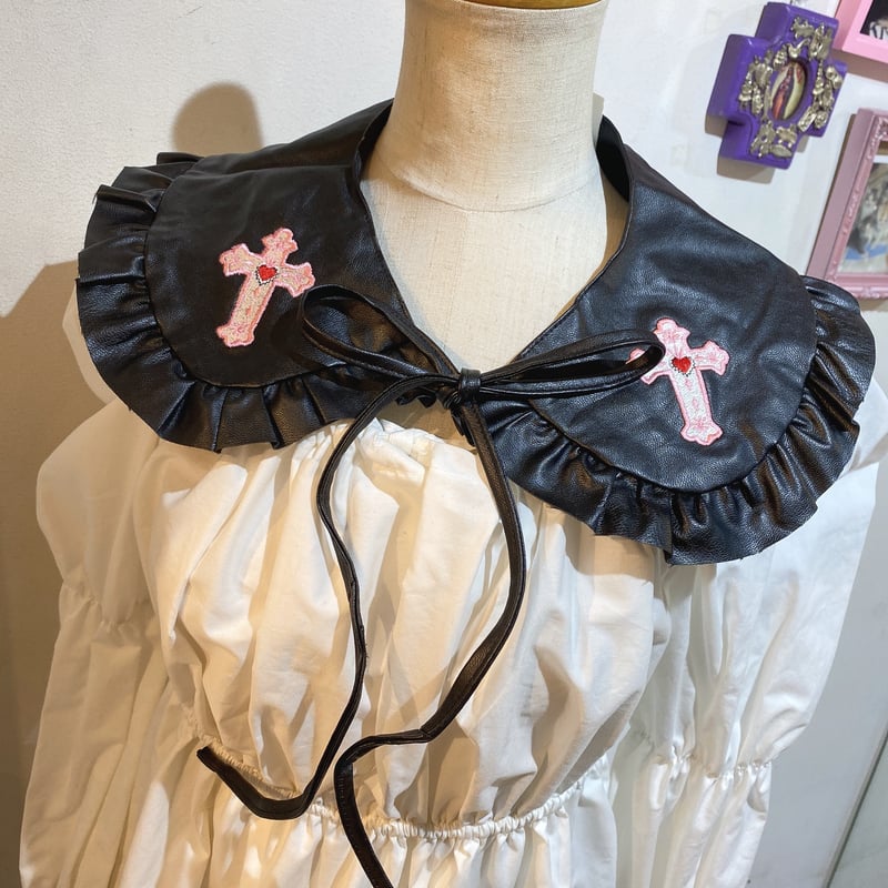 クロス刺繍レザーつけ襟 | Romantic Standard ロマンティック