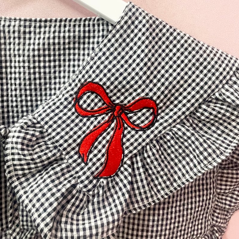 チェックリボン付きつけ襟 オーダーページ Ribbonチェックつけ襟