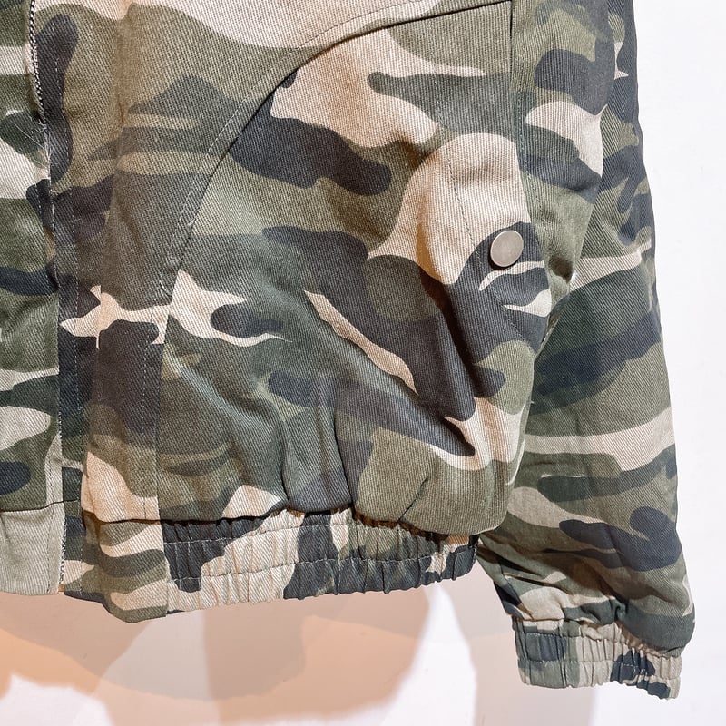 Pinkファーフードカモフラジャケット | Romantic Standard