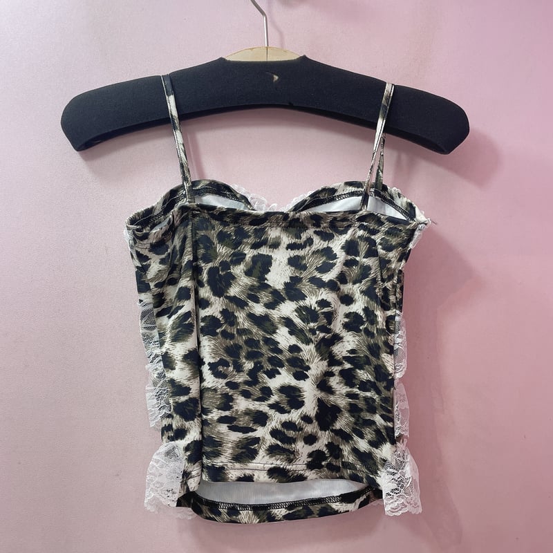 D&G レオパード柄 フリルキャミソール 38 レオパードレースフリルキャミソール | Romantic Standard
