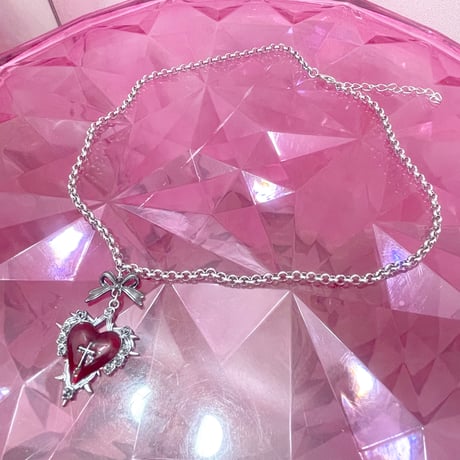 RED HEARTゴシックリボンネックレス