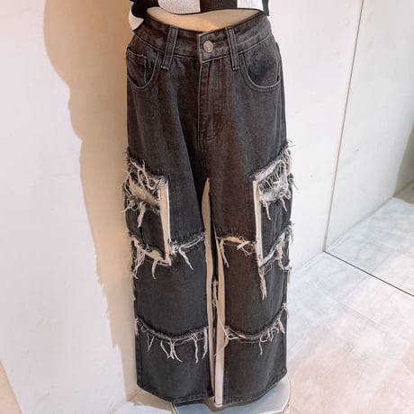 ダメージワークデニムパンツ
