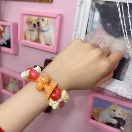 pretty わんちゃんビーズブレスレット