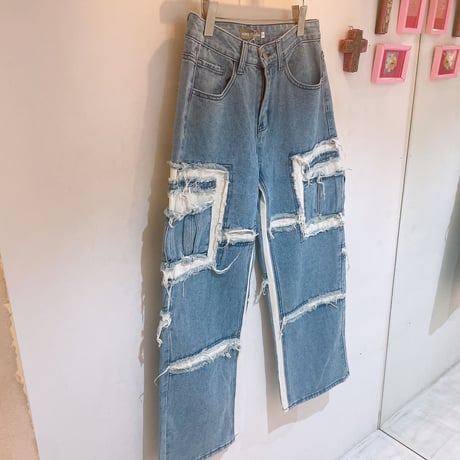 ダメージワークデニムパンツ