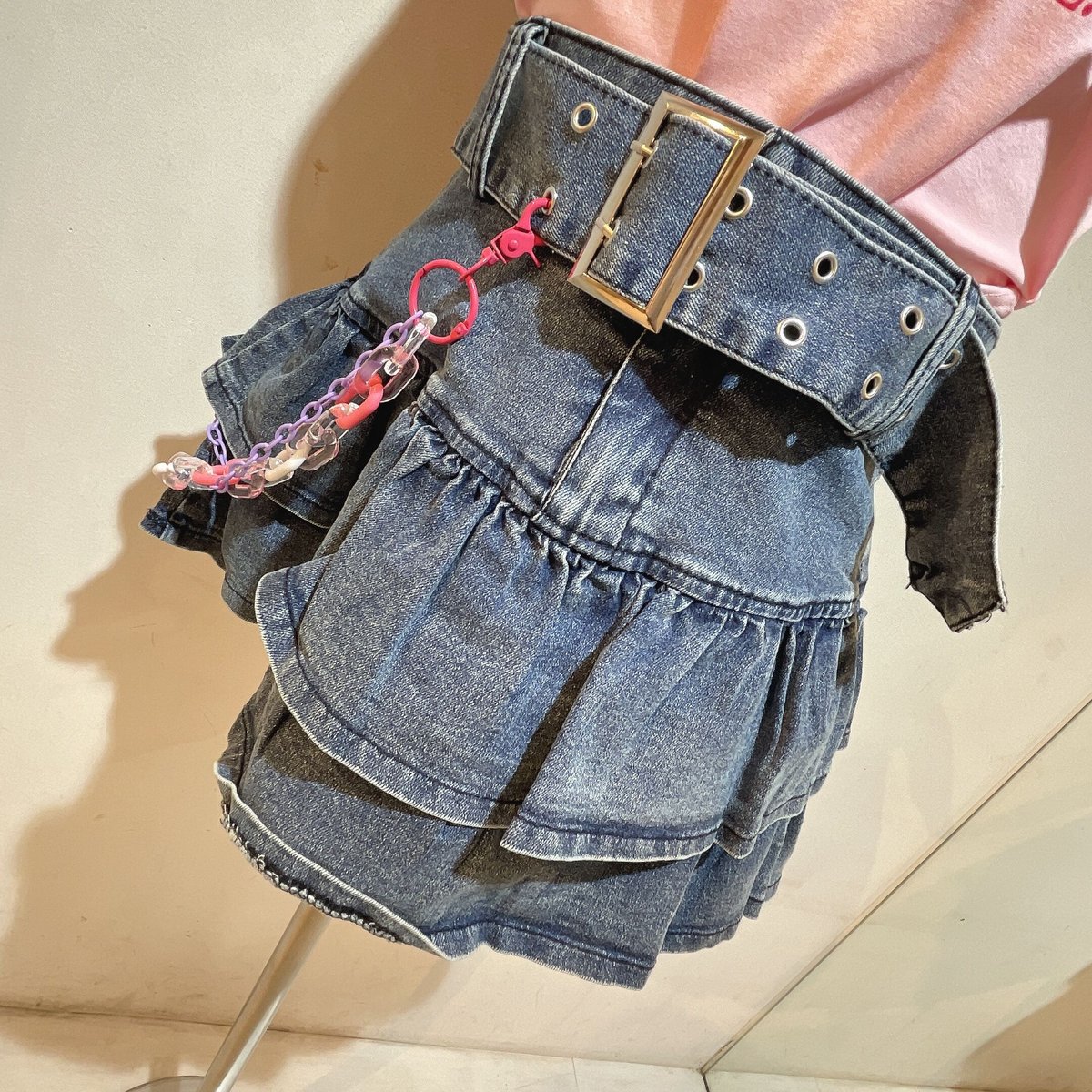 【昭和レトロ】ビンテージ☆ストレッチデニムスカート☆ベルト ステッチベルトデニムスカート[品番：GORW0006964]｜GORGE