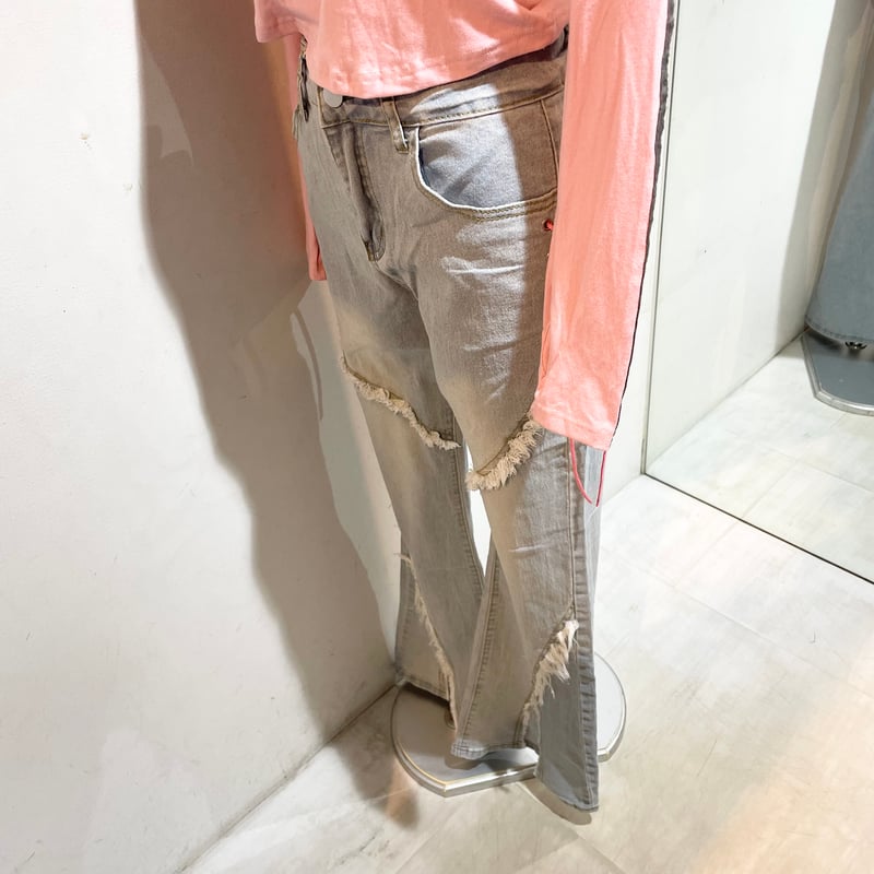 Pinkyレースアップデニムフレアパンツ | Romantic Standard  