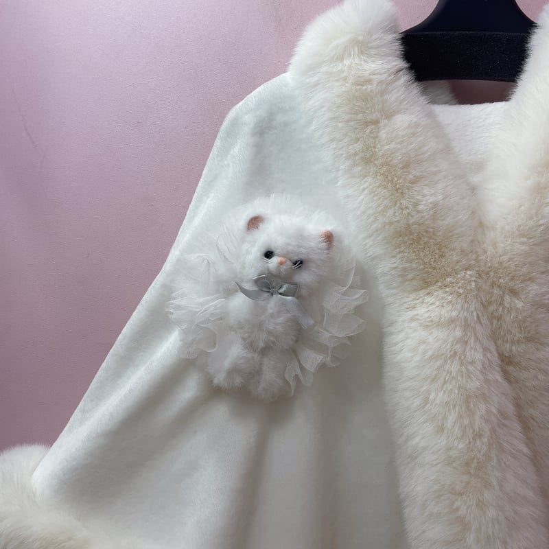 ふわふわゴージャスおめかしドレス♡ファーケープ付き♡　犬服　ハンドメイド ふわふわKittyケープ | Romantic Standard ロマンティックスタンダード