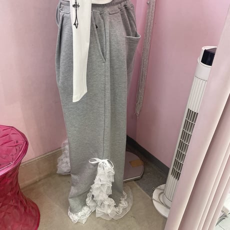 スリットレースワイドスウェットパンツ