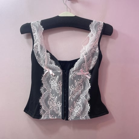 Black×pinkレースビスチェ