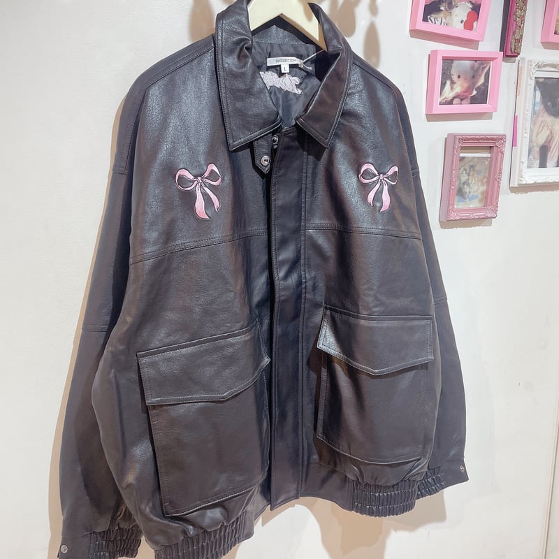 nalm.リボン刺繍レザージャケット リボン刺繍レザージャケット | Nalm.