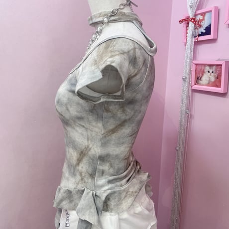 フリルヘムタイダイチョーカーカットソー