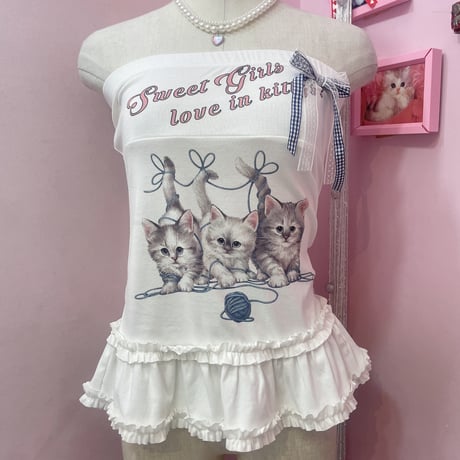 レトロkittyフリルベアトップ