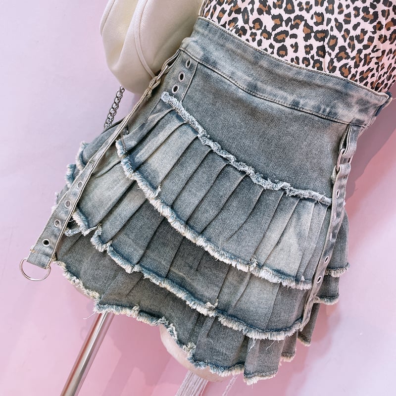 【秒売❢】ディムモアールスカート♡ ダメージティアードデニムスカート | Romantic Standard