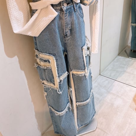 ダメージワークデニムパンツ