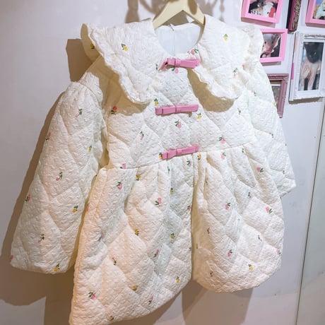 小花柄キルティングコートワンピース