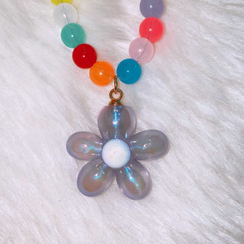 フラワーカラフルビーズネックレス | Romantic Standard 