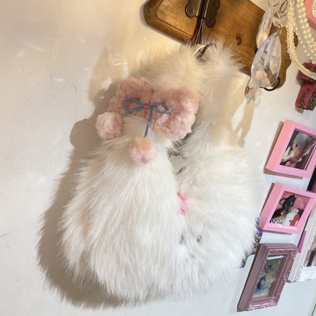 もこもこリボンヘアクリップ
