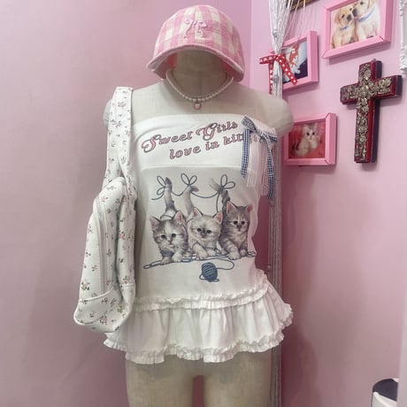 レトロkittyフリルベアトップ