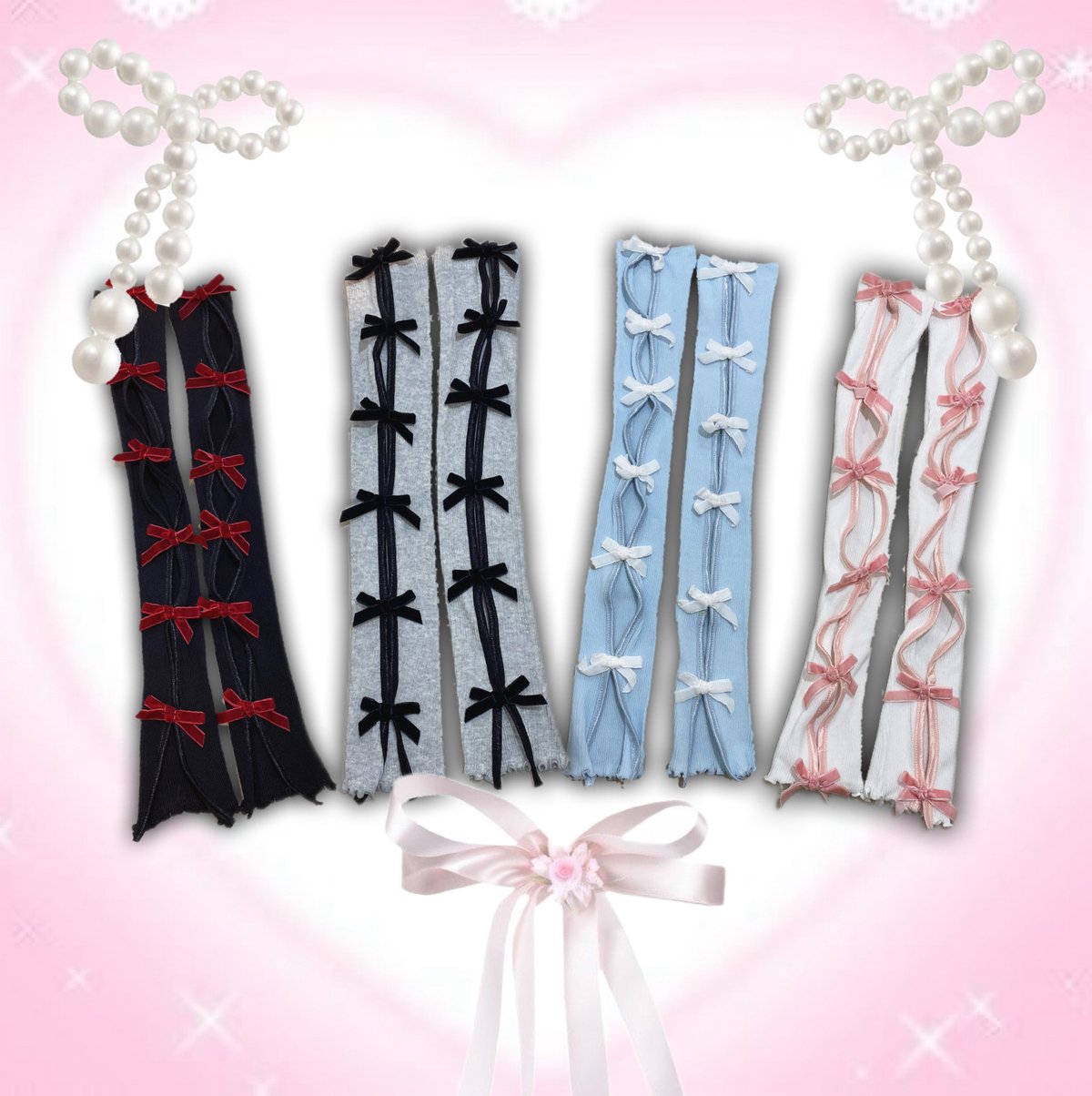 MA✽RSマーズタグ付き♡パフューム柄ベアおりぼんアームウォーマー付き