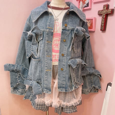 リボンデニムジャケット