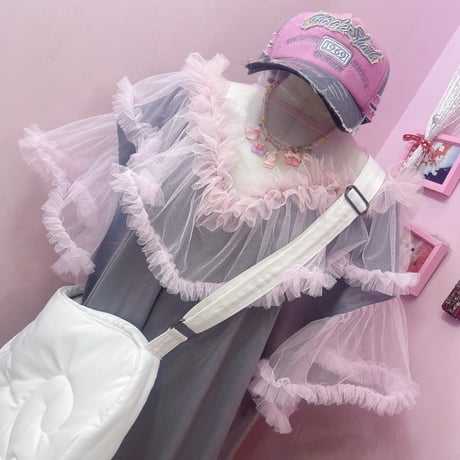 Angel wing フリルチュールTシャツ