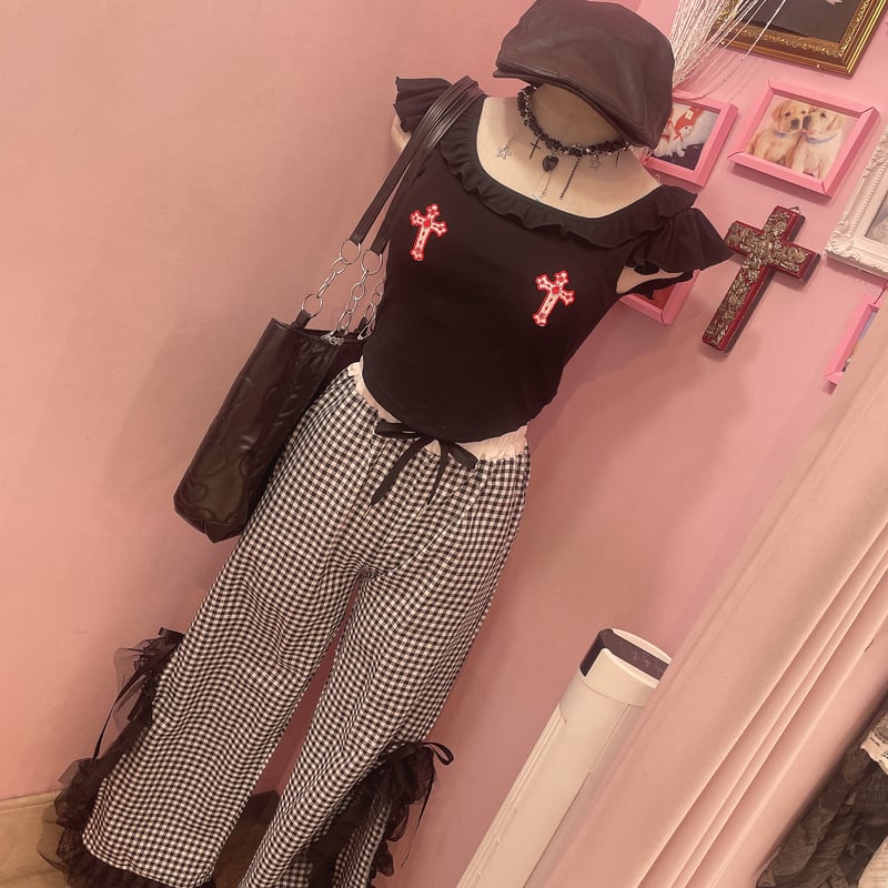 ギンガムチェックスリットレースパンツ | Romantic Standard