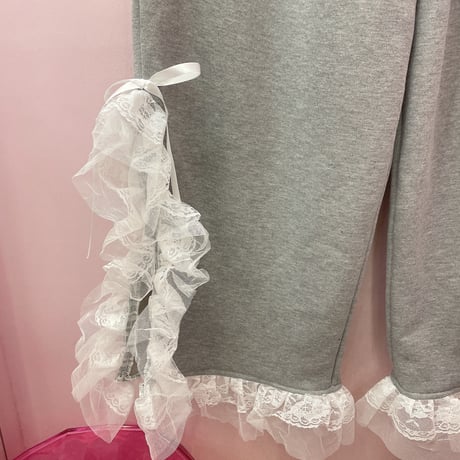 スリットレースワイドスウェットパンツ