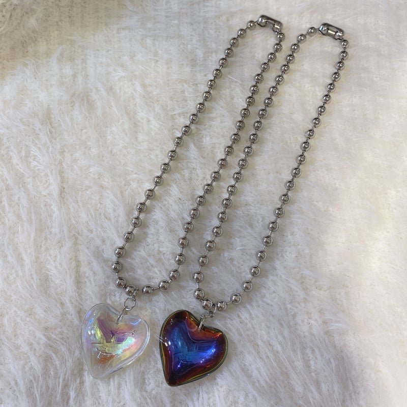 オーロラハートボールチェーンネックレス | Romantic Standard