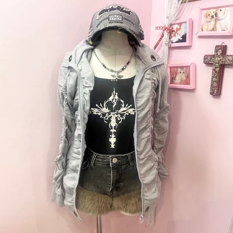 シャーリングジップフーディー
