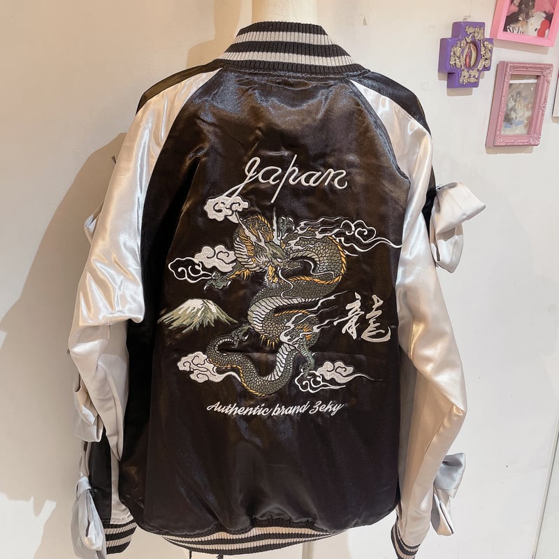 90s HOUSTON スカジャン ドラゴン 龍 キルティング L ブラウン 90s HOUSTON スカジャン ドラゴン 龍 キルティング L ブラウン
