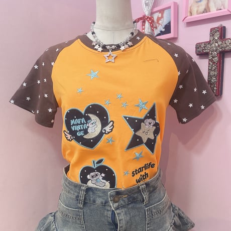 モチーフ刺繍⭐︎ラグランTシャツ