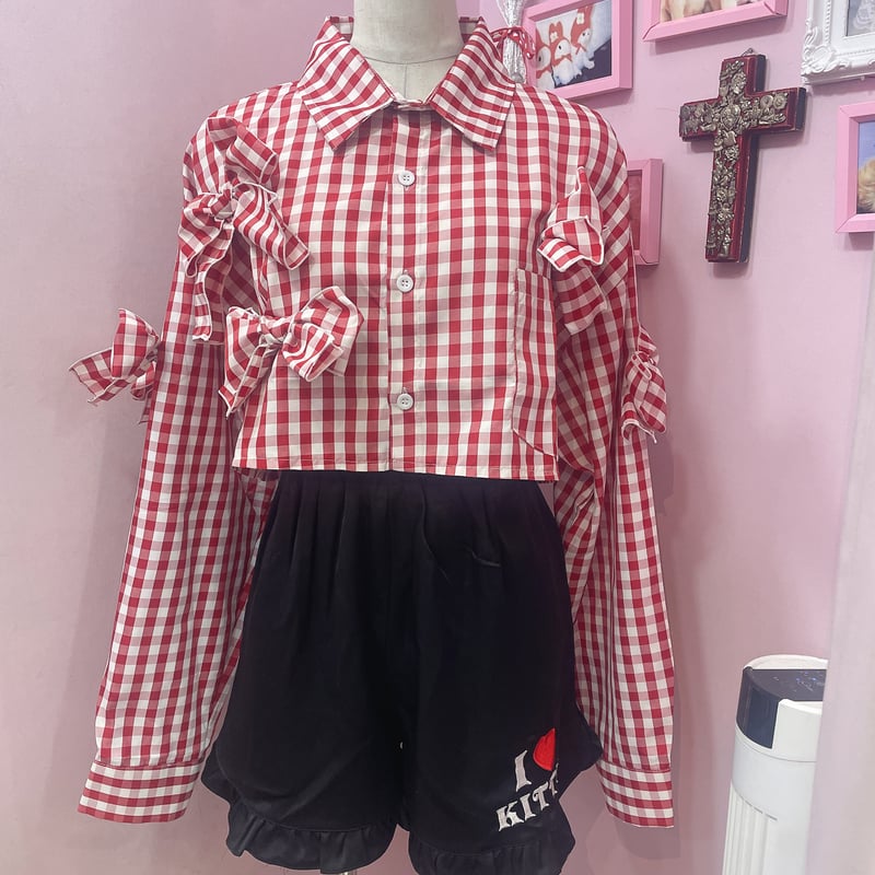 LIGO ligo ハンドメイド　リゴ　リメイクシャツ　チェックシャツ　赤 REBORN | . ⋆┈┈┈┈┈┈┈┈┈┈┈┈┈┈┈⋆ 🪡 @hiriiii__ NEW