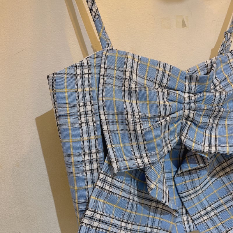 【新品】 WONDERFUL WORLD チェック柄 リボン ビスチェ フロントビッグリボンチェックビスチェ | Romantic Standard
