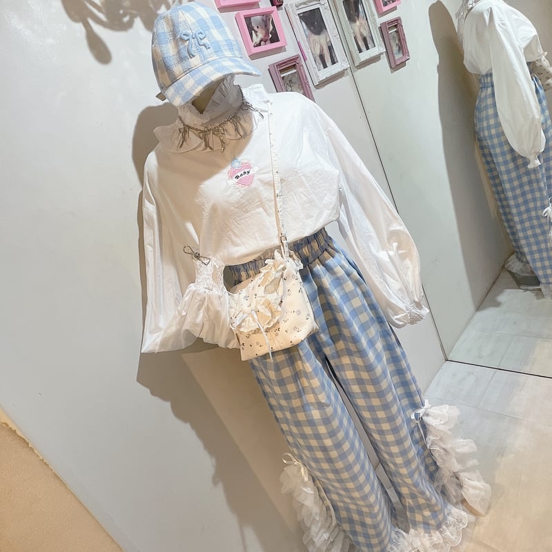 Meroir ギンガムフリルパンツ M ギンガムフリルパンツ - Me roir(ミーロワール)のパンツ