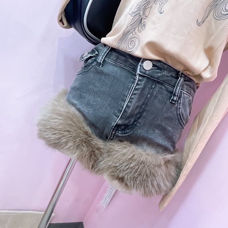 ファーデニムショートパンツ | Romantic Standard ロマンティック
