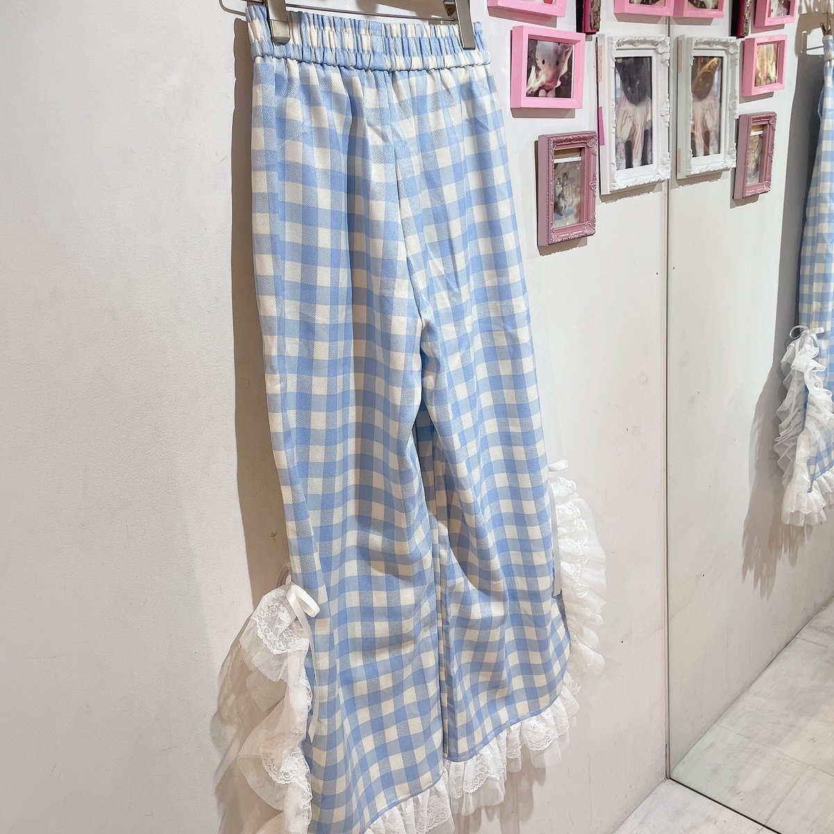 【未使用・タグ付き】trefle+1 ギンガムスリットパンツ パステルギンガムスリットフリルパンツ | Romantic Standard