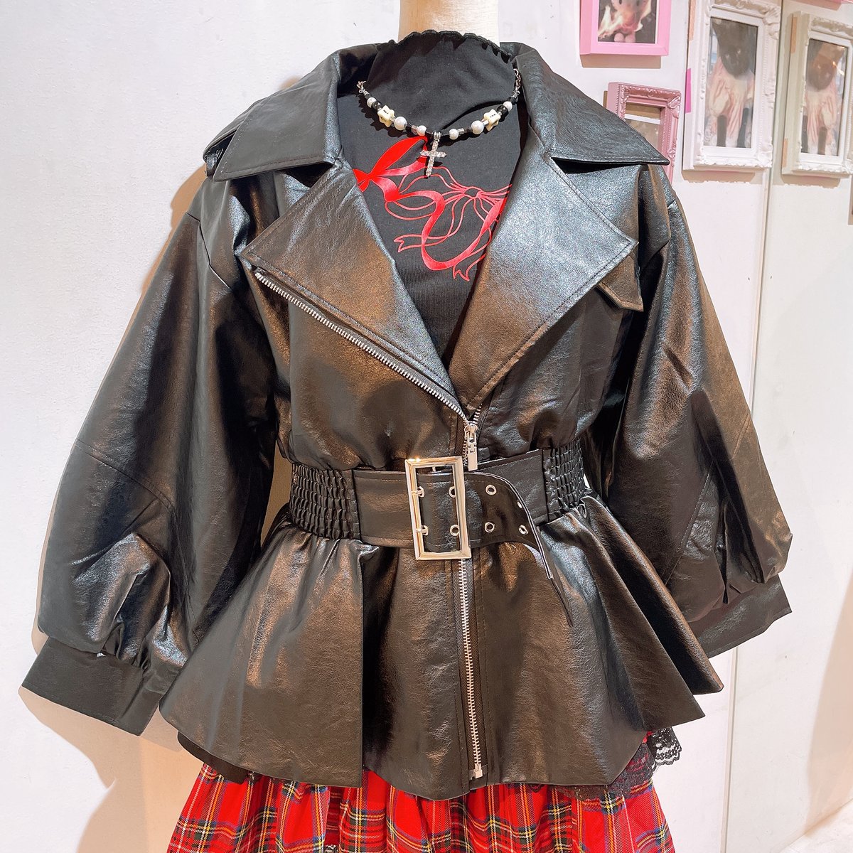 ペプラムデザインレザージャケット | Romantic Standard