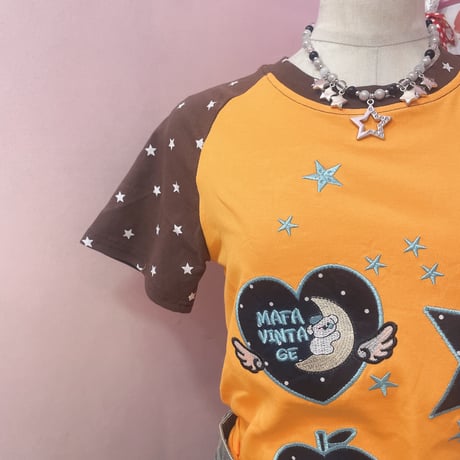 モチーフ刺繍⭐︎ラグランTシャツ