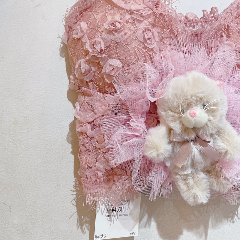 スモーキピンク♡チュールレース♡ 2m チュールレース お花刺繍レース モチーフレース 黒×薄ピンク レース