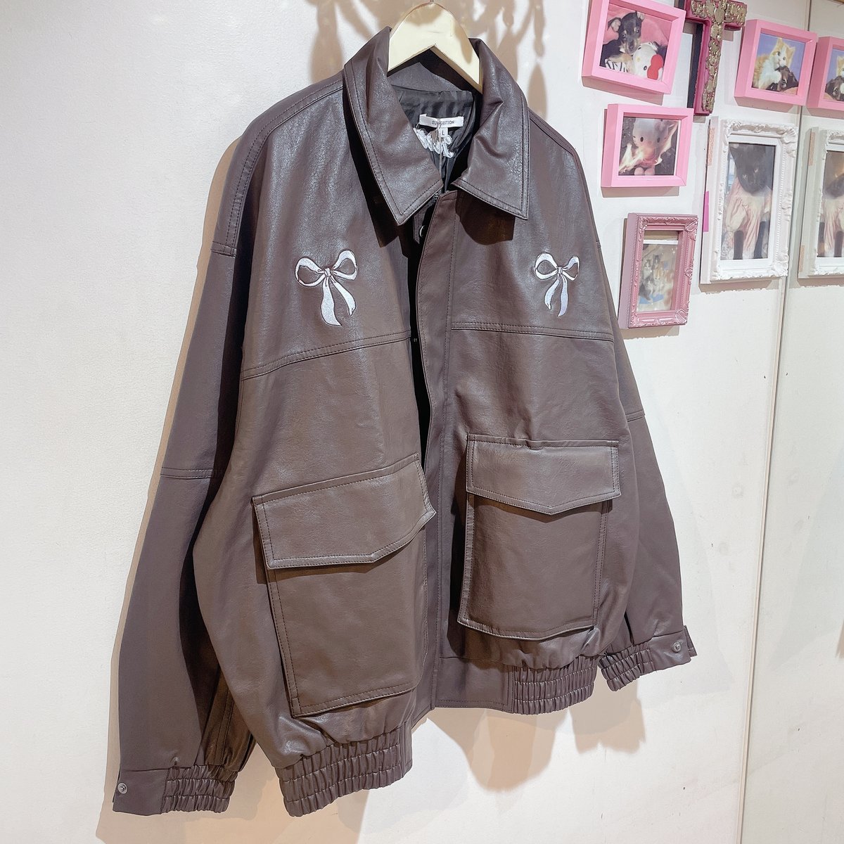 リボン刺繍レザーオーバージャケット | Romantic Standard