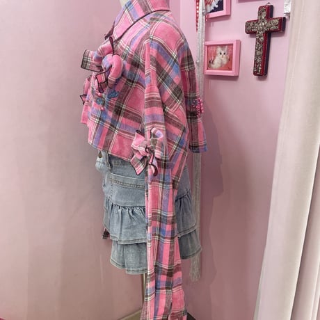 リメイクリボンバタフライパールシャツ